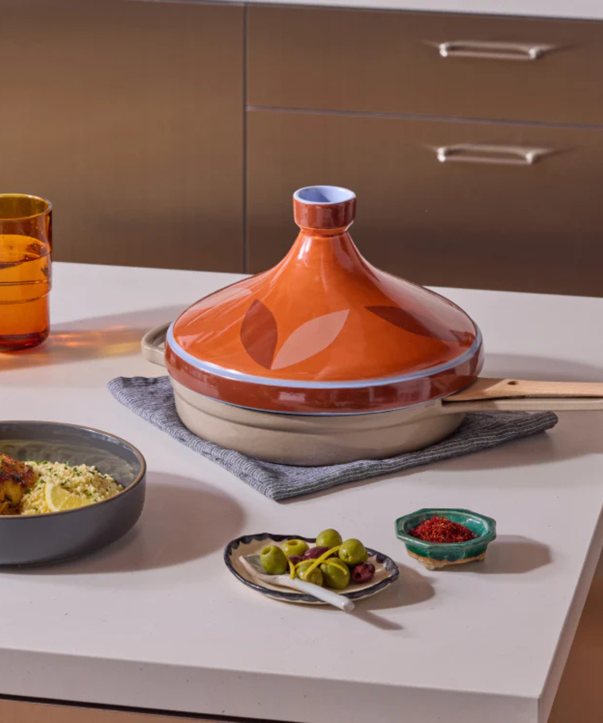 Our Place Tagine in Olive & Clay in a modern kitchen