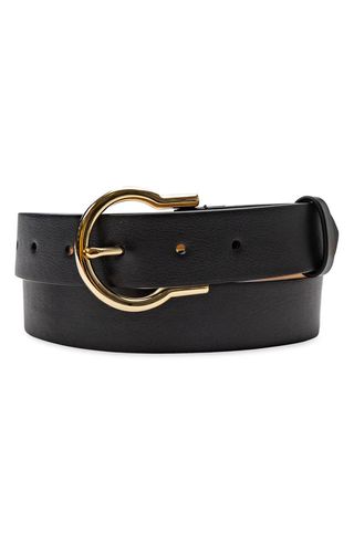 Hinged Buckle Leather Belt