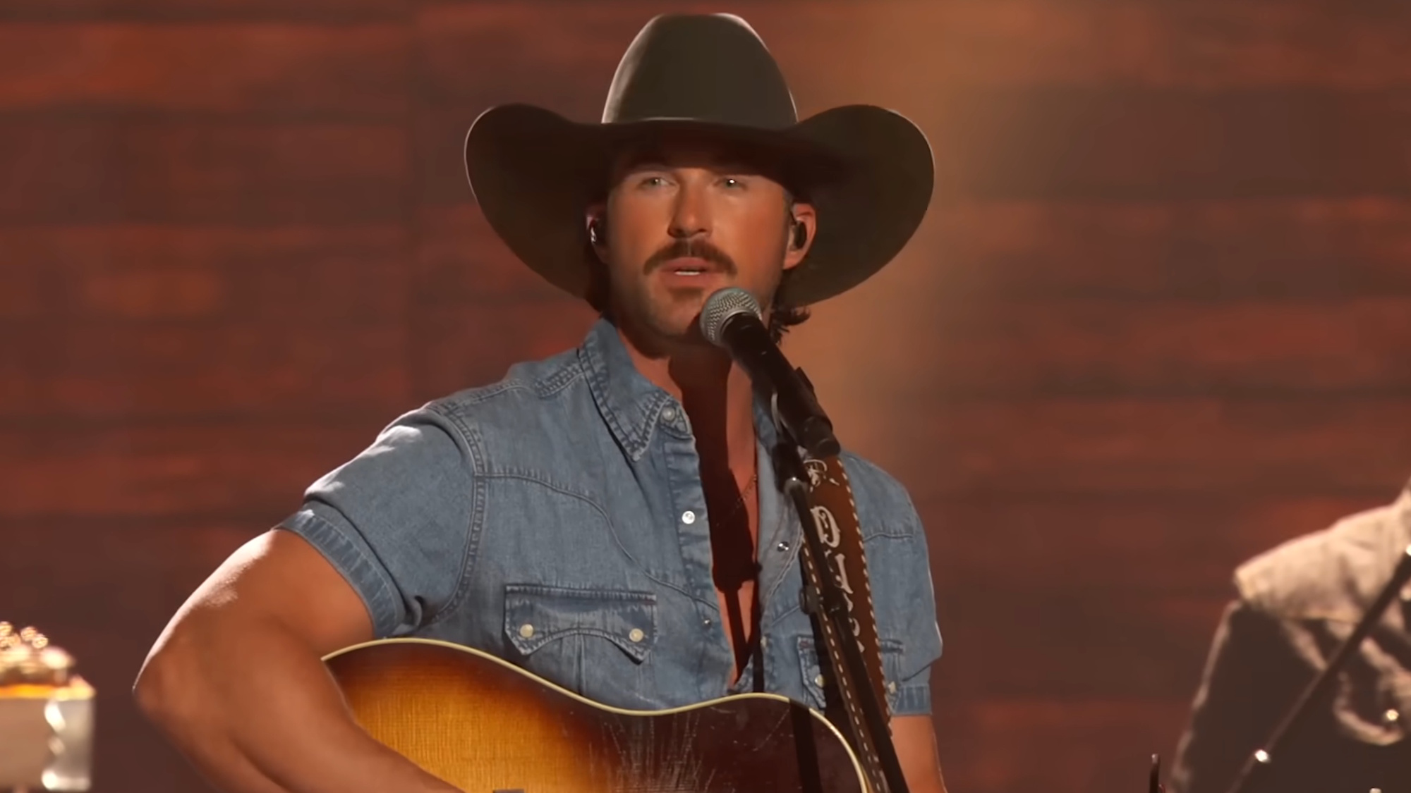 Riley Green performs at the 2026 Academy of Country Music Awards.