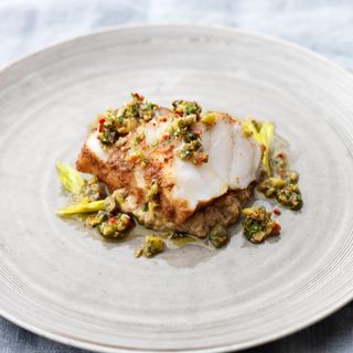 Roasted Monkfish with Cumin and Baked Aubergine Puree