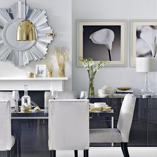 black and gold dining room