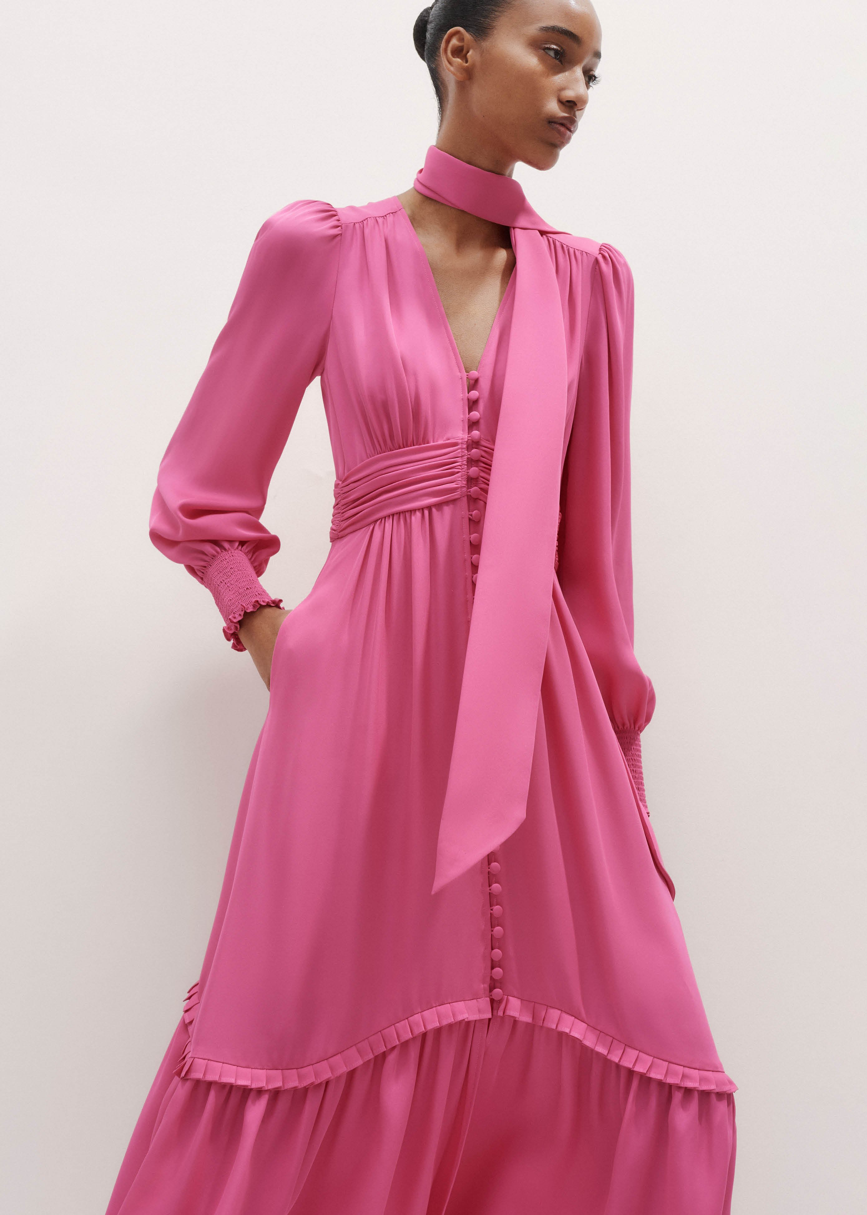 Silk Statement Midi Dress + Tie