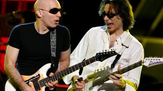 Joe Satriani and Steve Vai at the 49th Annual Grammy Awards