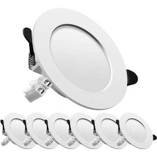 set of six white recessed downlights