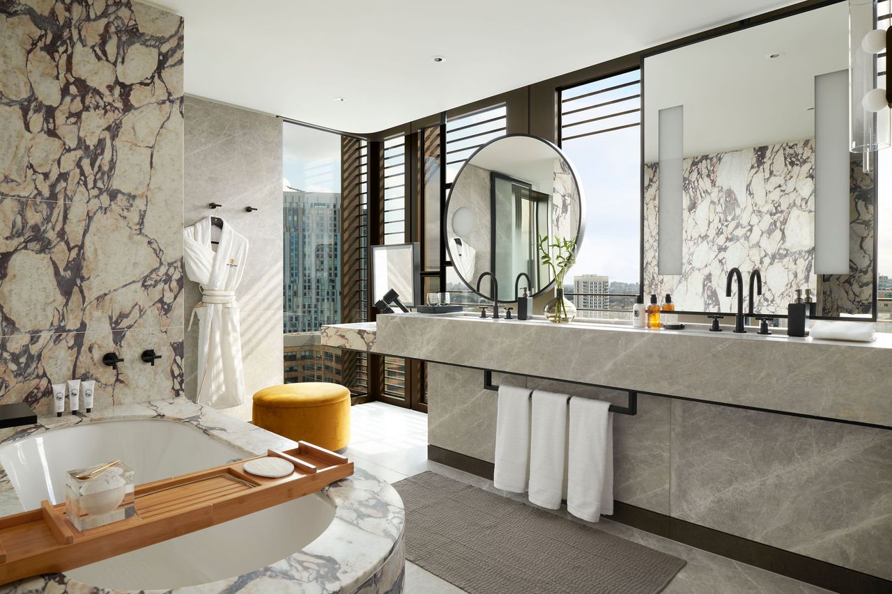A bathroom at the Pan Pacific London