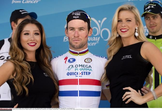 Mark Cavendish on the podium