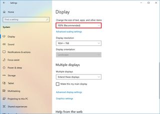 Windows 10 scaling settings