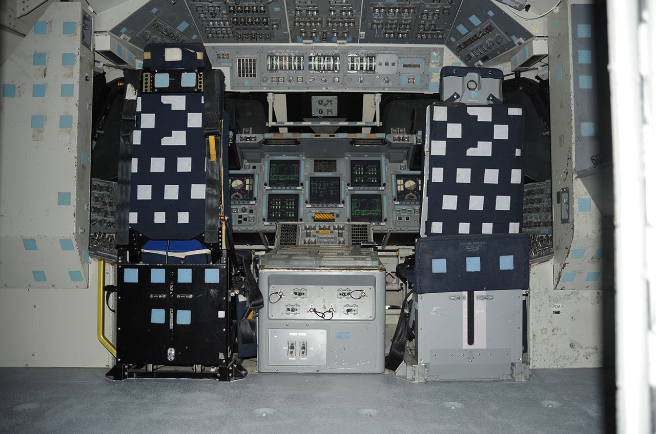 The restored lake of NASA’s Shuttle Mission Simulator-Motion Base before being used for display at the Lone Star Flight Museum in Houston on Tuesday, April 12, 2022.