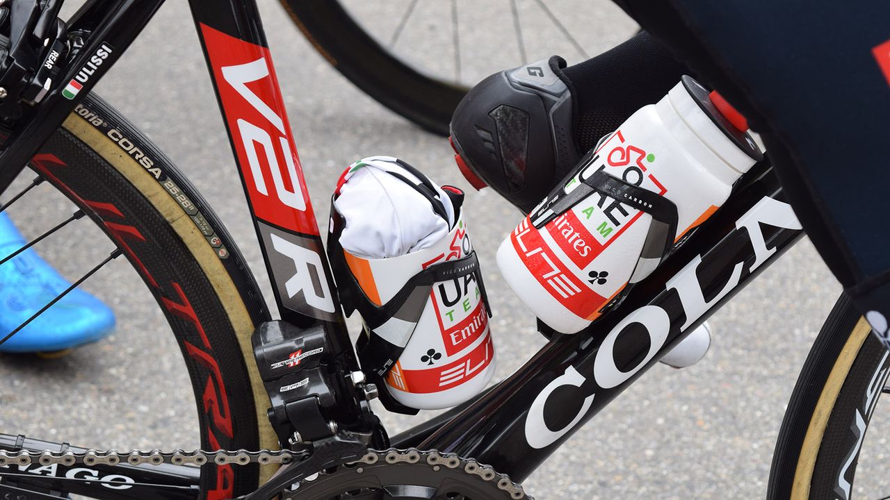 For some of the wetter stages of the race, several teams packed rain capes into chopped bidons and stored them on their frames