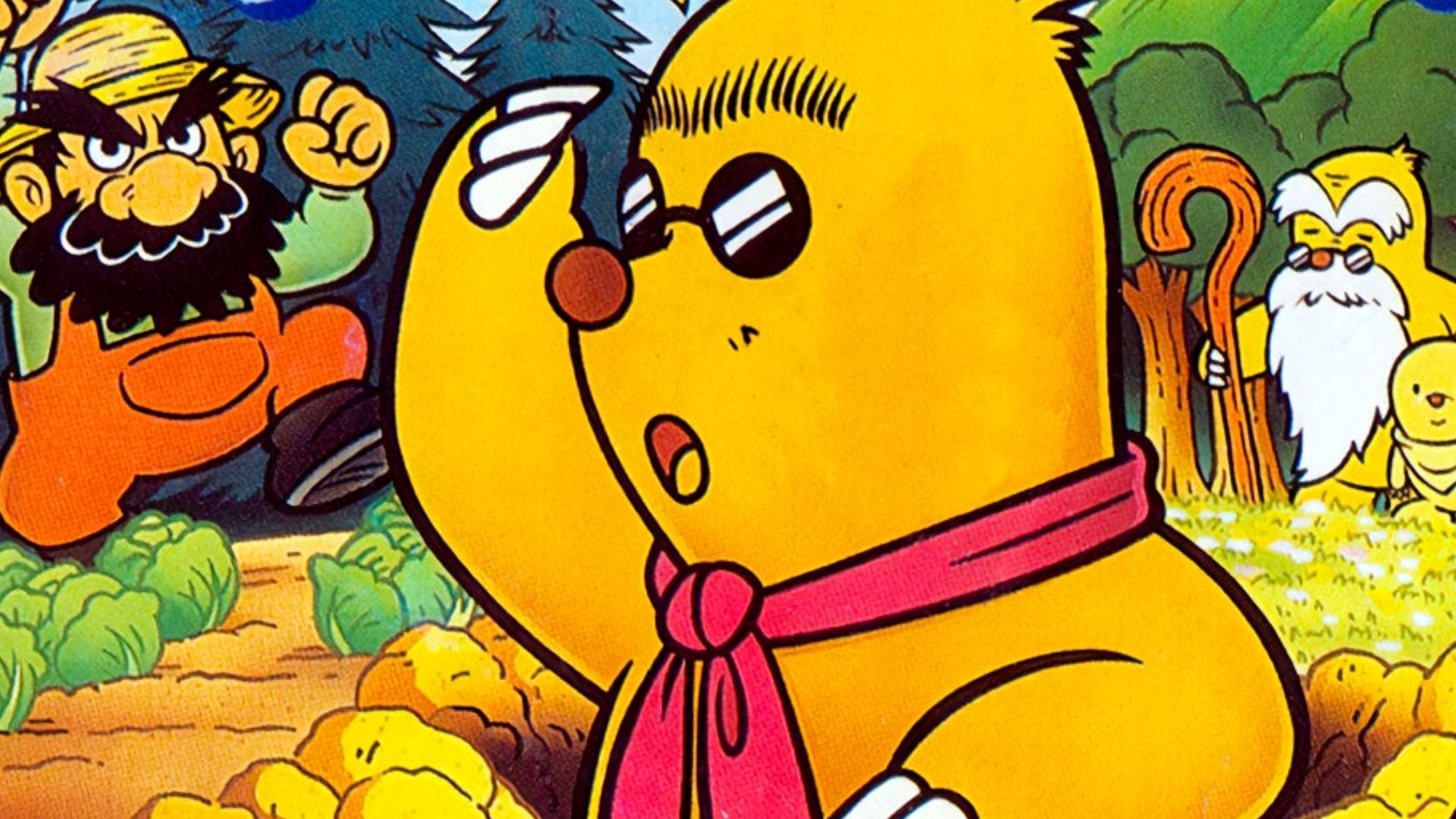 mole mania art showing moles and a man shaking his fist