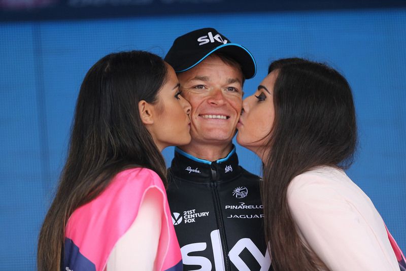 Vasil Kiryienka (Team Sky) on the podium