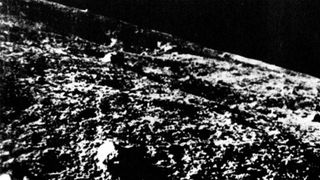 The first image from the surface of the moon, taken by the Soviet Union's Luna 9 spacecraft in 1966.