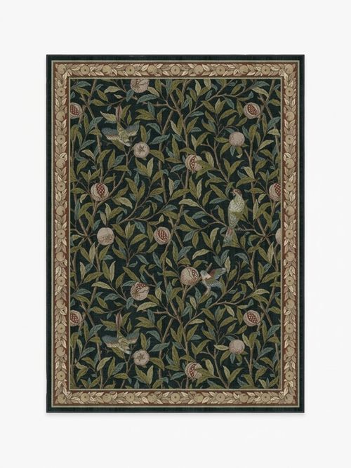 Bird & Pomegranate Teal Green Rug by Morris & Co.