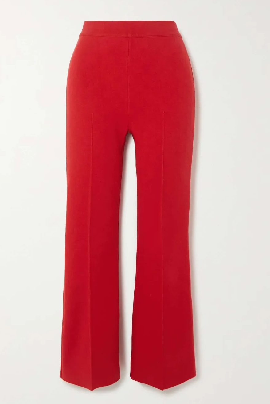 High Sport , Kick Cropped Stretch-Cotton Flared Pants