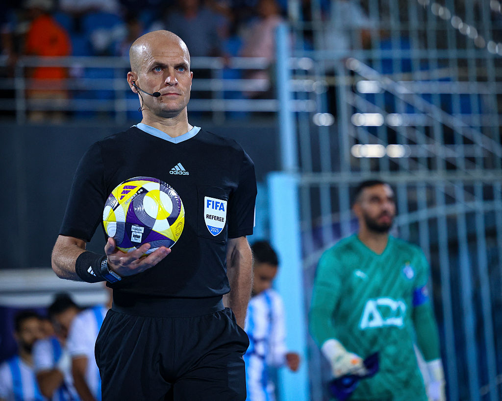 Adham Mohammad Tumah Makhadmeh the official before the match between Pyramids FC vs Auckland City FC in the FIFA African-Asian-Pacific Playoff 2025 at 30 June Stadium (Photo by Mohamed Tageldin / Middle East Images via AFP)