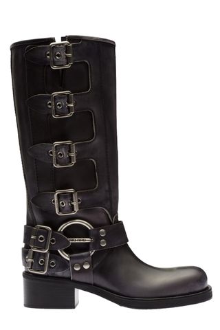 Miu Miu Stivali Variante Fondo 50MM Leather Block-Heel Boots