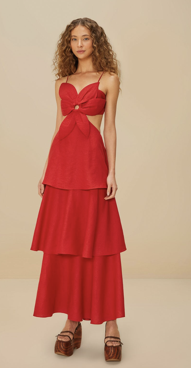 FARM RIO ACTIVE, Red Flower Lenzing™ Ecovero™ Euroflax™ Maxi Dress