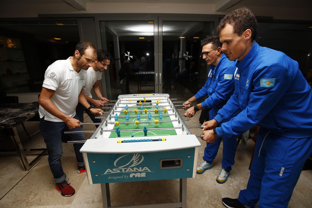 The Astana riders are competitive off the bike, too
