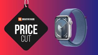 Apple Watch Series 9 on background that says 'price cut'