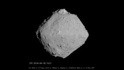 A photo of asteroid Ryugu in space. 