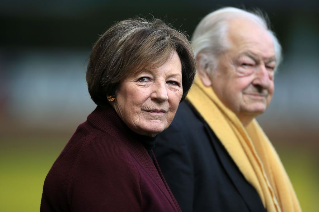 Delia Smith, Owner of Norwich City looks on prior to the Sky Bet Championship match between Norwich City and Reading at Carrow Road on May 01, 2021 in Norwich, England. Sporting stadiums around the UK remain under strict restrictions due to the Coronavirus Pandemic as Government social distancing laws prohibit fans inside venues resulting in games being played behind closed doors.