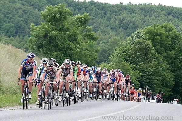 The riders strectch out through the French countryside