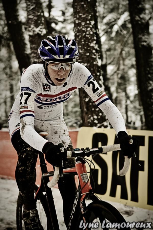 Helen Wyman in the snow at Kalmthout.