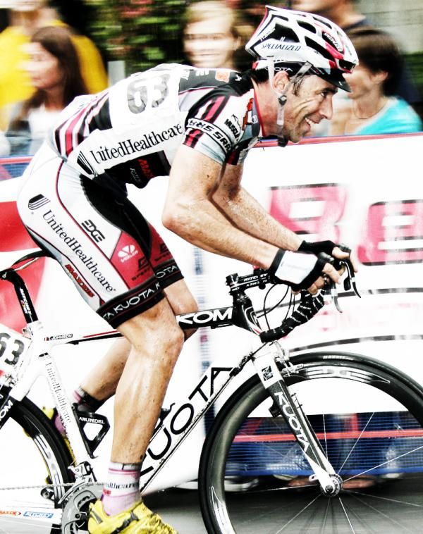 Tim Johnson (UnitedHealthcare-Maxxis) stands up to take today's overall sprint leader green jersey.