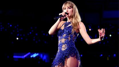  Taylor Swift performs onstage during "Taylor Swift | The Eras Tour" at Allianz Parque on November 24, 2023 in Sao Paulo, Brazil