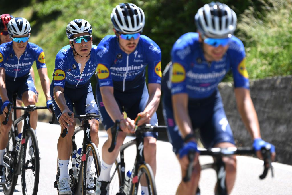 ALPE DI MERA VALSESIA ITALY MAY 28 Joao Almeida of Portugal and Team Deceuninck QuickStep during the 104th Giro dItalia 2021 Stage 19 a 166km stage from Abbiategrasso to Alpe di Mera Valsesia 1531m Stage modified due to the tragic events on May the 23rd 2021 that involved the Mottarone Cableway UCIworldtour girodiitalia Giro on May 28 2021 in Alpe di Mera Valsesia Italy Photo by Tim de WaeleGetty Images
