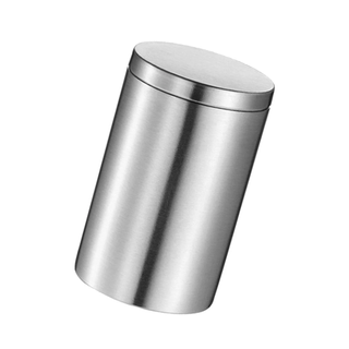 A chrome coffee canister