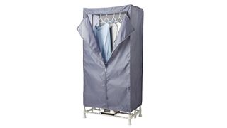 best heated clothes airer with a silver zip up cover to trap heat