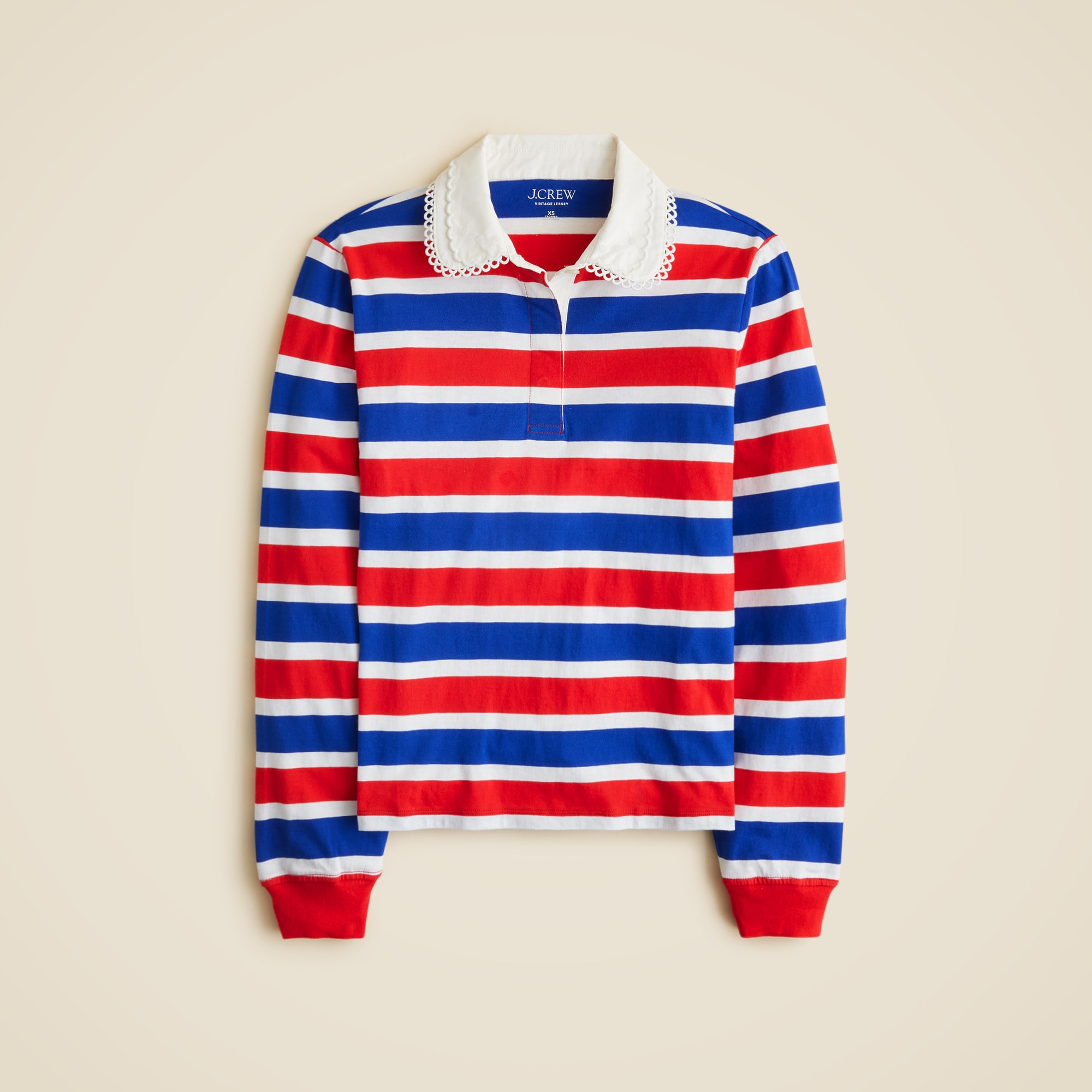 Vintage Jersey Rugby T-Shirt With Eyelet Collar