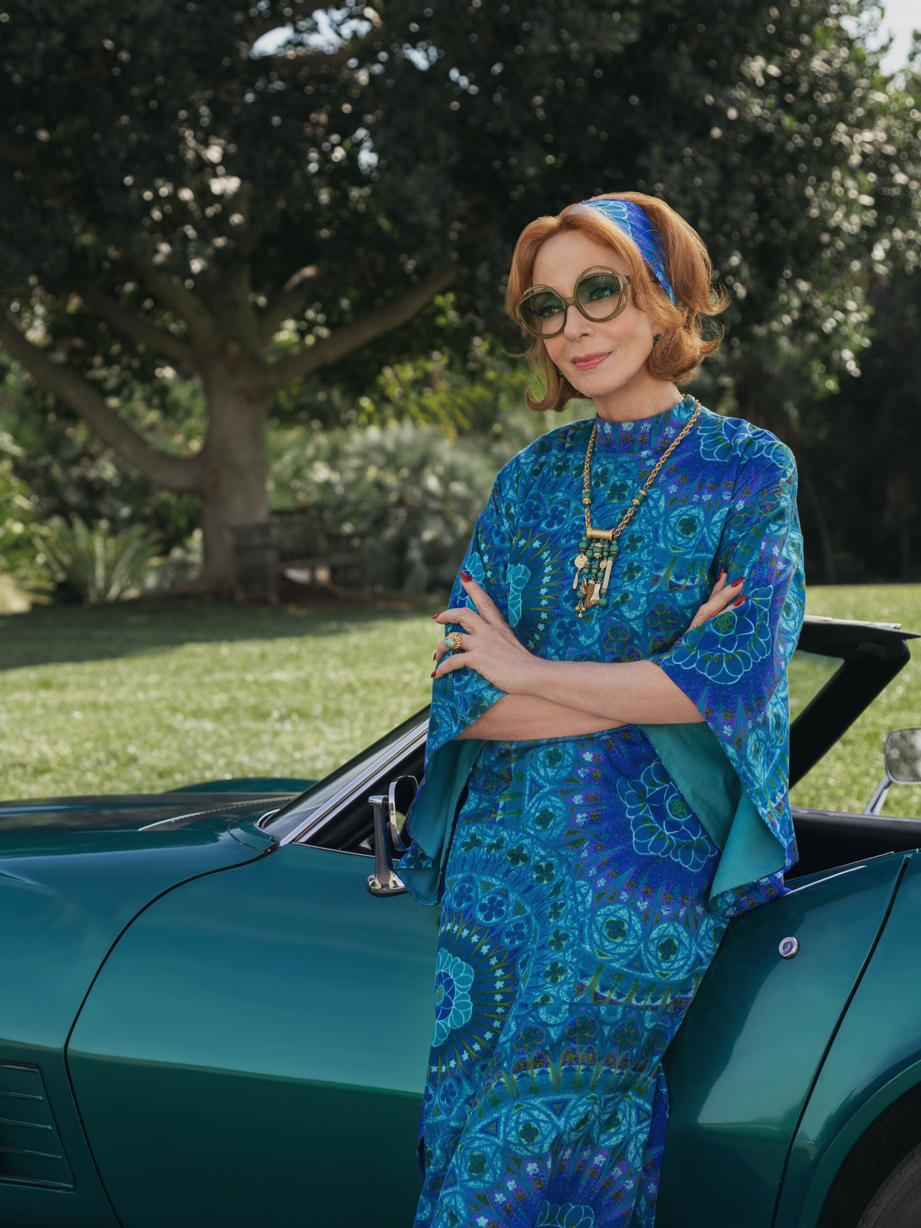 Allison Janney wears a &#039;60s-inspired printed blue dress in Palm Royale&#039;s new season
