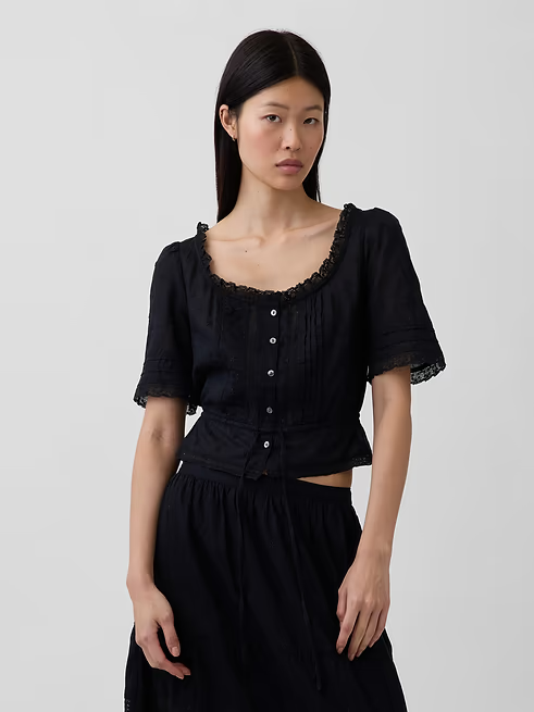 Gap, Lace-Trim Peplum Top