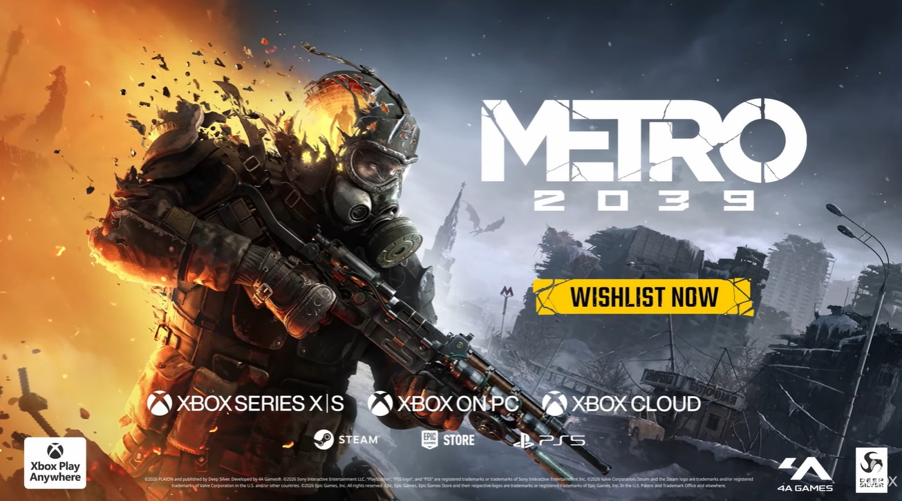 Metro 2039 reveal card with Xbox branding, but also PlayStation, Epic, and Steam