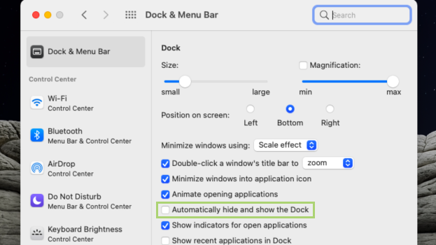 How to hide the Dock in macOS