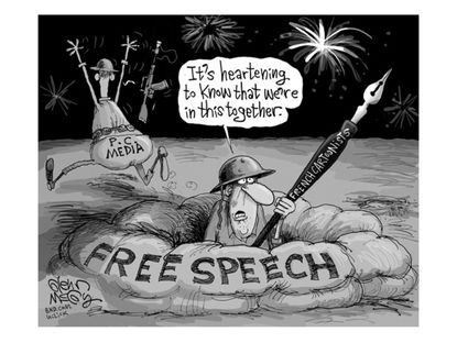 Editorial cartoon Charlie Hebdo media free speech