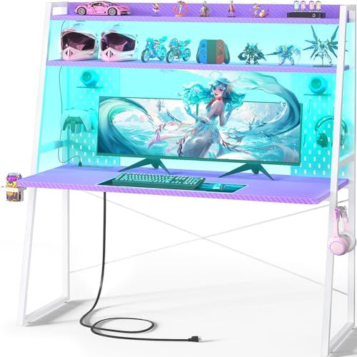 Desk With Hutch and Led Lights