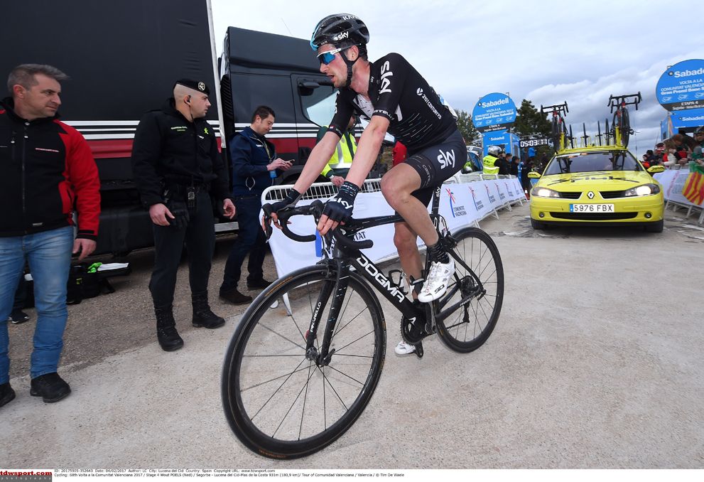 Woet Poels (Team Sky) heads for the team bus after the finish