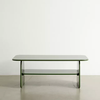 green two shelf coffee table