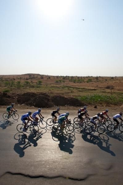 The bunch ride under the Indian sun