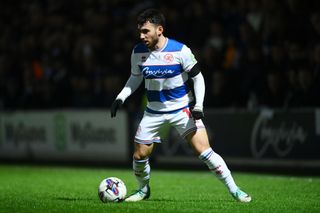 Ilias Chair of Queens Park Rangers runs with the ball during the Sky Bet Championship match between Queens Park Rangers and West Bromwich Albion at Loftus Road on March 06, 2024 in London, England. (Photo by Alex Davidson/Getty Images)