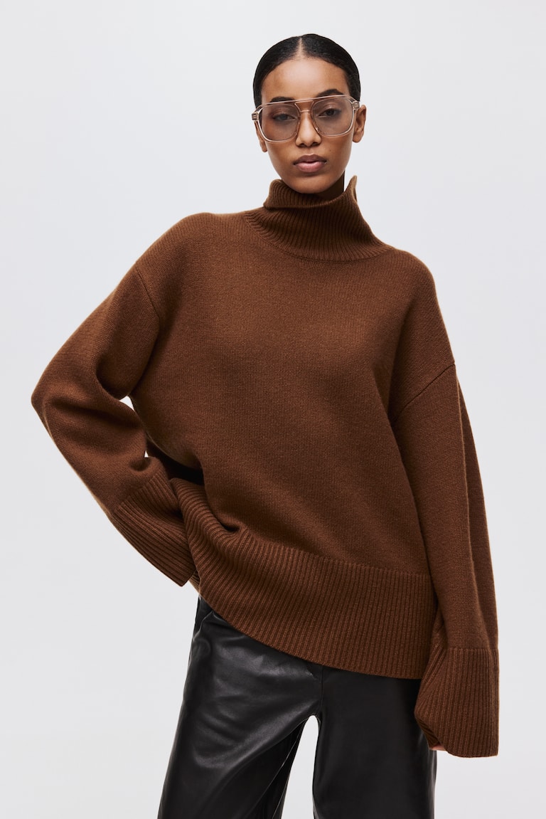 Cashmere-Blend Polo-Neck Jumper
