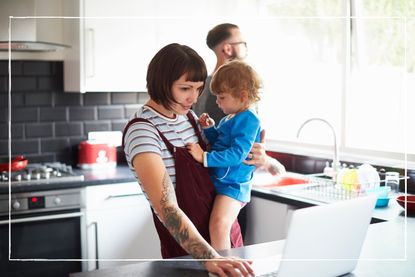 Young family in their kitchen