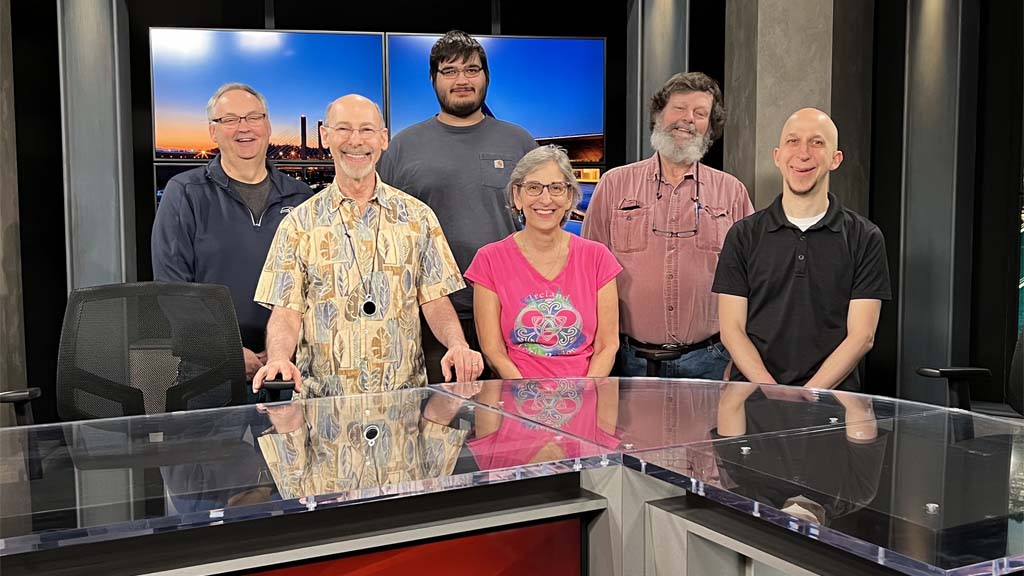 It takes a village: The author with the engineering and directing staff at KBTC Tacoma, Wash., the Seattle-area PBS station. 
