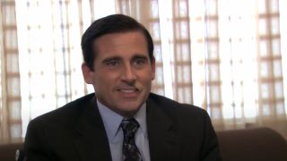 Michael (Steve Carell) with a band-aid over his cold sore