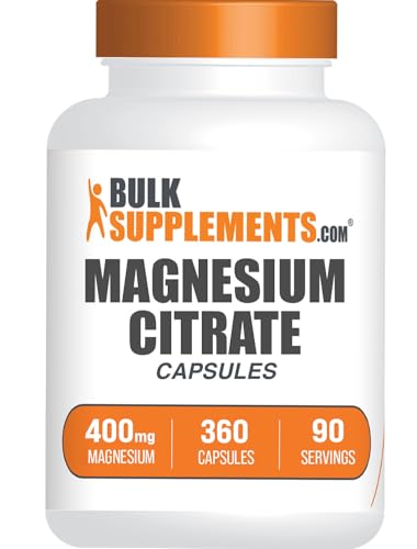 Bulksupplements.com Magnesium Citrate Capsules - Magnesium Supplement, Magnesium Citrate 400mg - Gluten Free, 4 Capsules Per Serving, 360 Count (pack of 1)