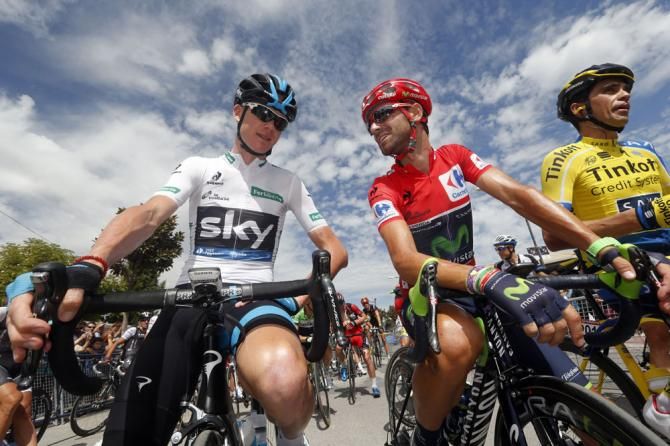 Chris Froome and Alejandro Valverde on the start line