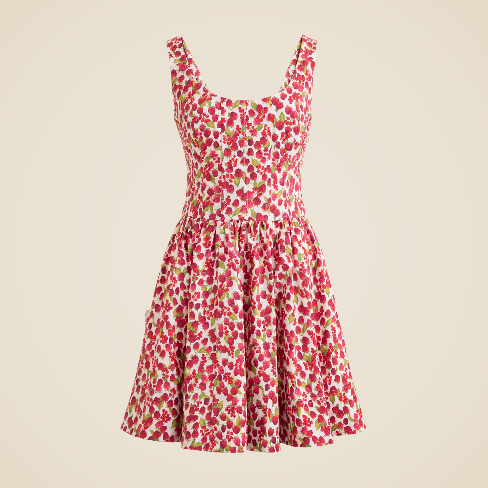 Fit-And-Flare Mini Dress in Raspberry Print